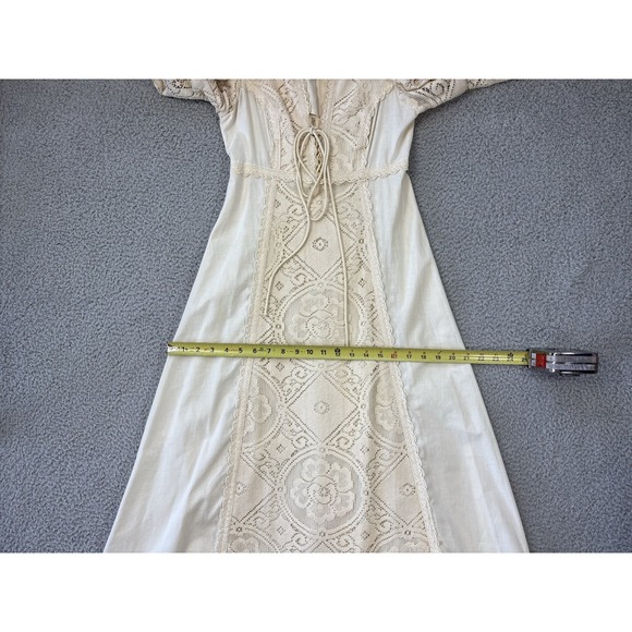 Vintage Gunne Sax Dress Size 7 Crochet Lace Corset Prairie Cottagecore Wedding - Picture 12 of 16